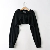 Hoodie Female Hoodie Personality Irregular Crop Ultra Short Style Long Sleeve Top Female Drop Shipping Sweatshirt Y2k Clothes 1