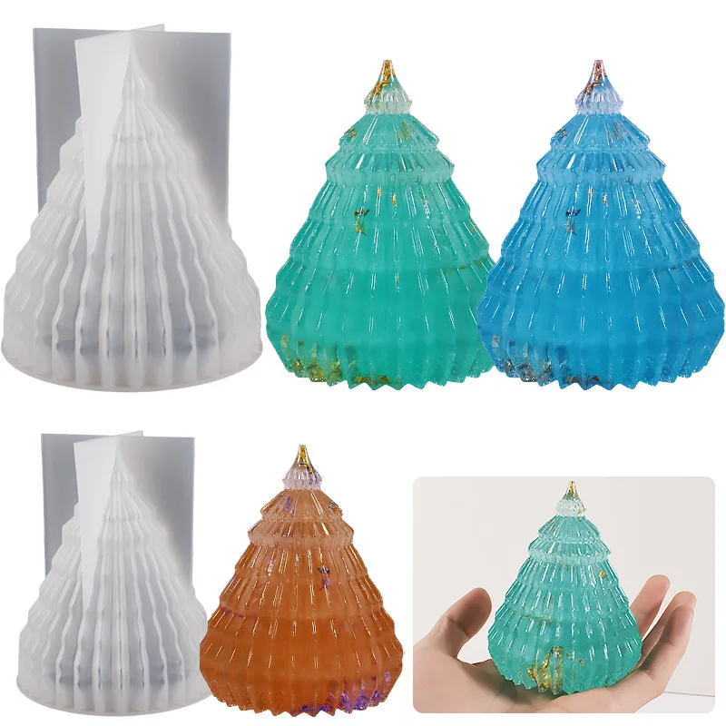

Origami Relief Christmas Tree Candle Silicone Mould DIY Conical Geometry Soap Gypsum Making Chocolate Mold Holiday Decor Gift