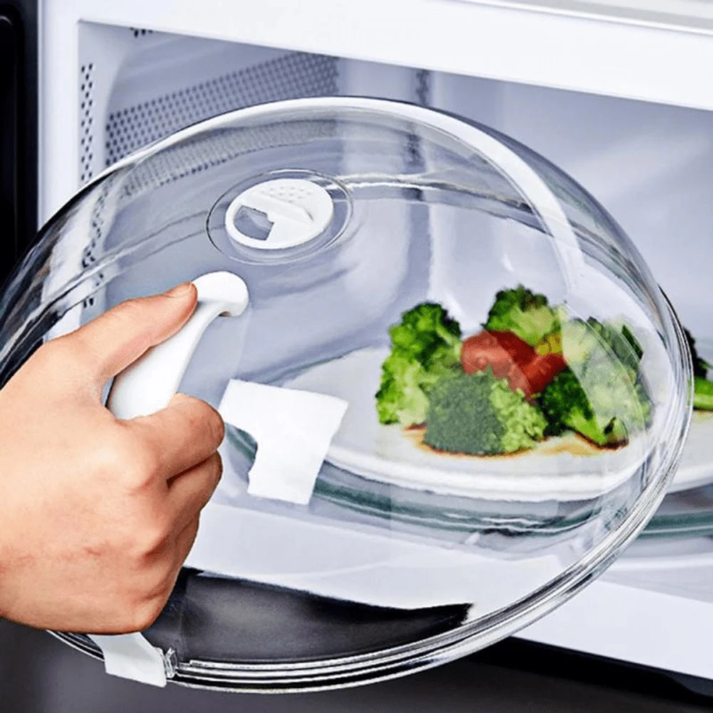 Professional Microwave Food Cover Microwave Oven Pan Lid Plate Splatter Cover Guard BPA Free Transparent Anti-Splash With Handle