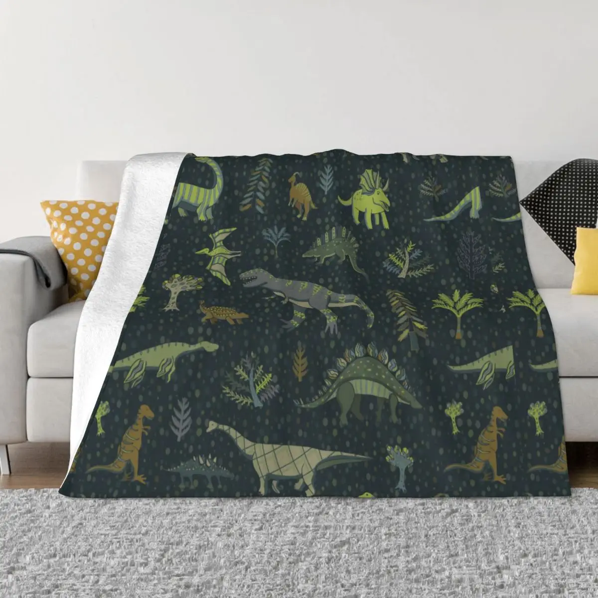 

Dinosaur Cartoon Cute Animal Blanket Lightweight Breathable Anti-pilling Flannel Throw Blankets for Bedroom Home Decor