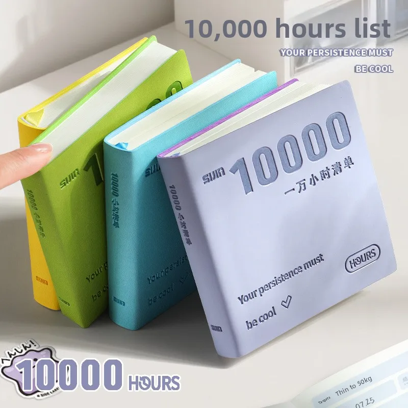 Agenda in Pelle per 10.000 Ore: Tracker per l'Autodisciplina, Taccuino Tascabile Portatile, Diario Quadrato e Libro degli Orari - immagine 2