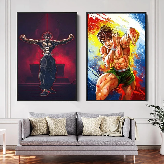 Anime cartaz da arte da parede da lona cópias baki hanma personagens imagem  casa decoração para sala de estar fundo melhores amigos presentes