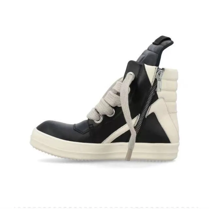 Ricks Classic Design Retro Style Owens Men Shoe High Top Quality Ankle Boot Women Black Leather Thick Shoelaces Owens Women Boot