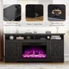 63" Farmhouse TV Stand with 26" Fireplace, for TVs up to 73", Entertainment Center with Adjustable Shelf & Barn Doors 6