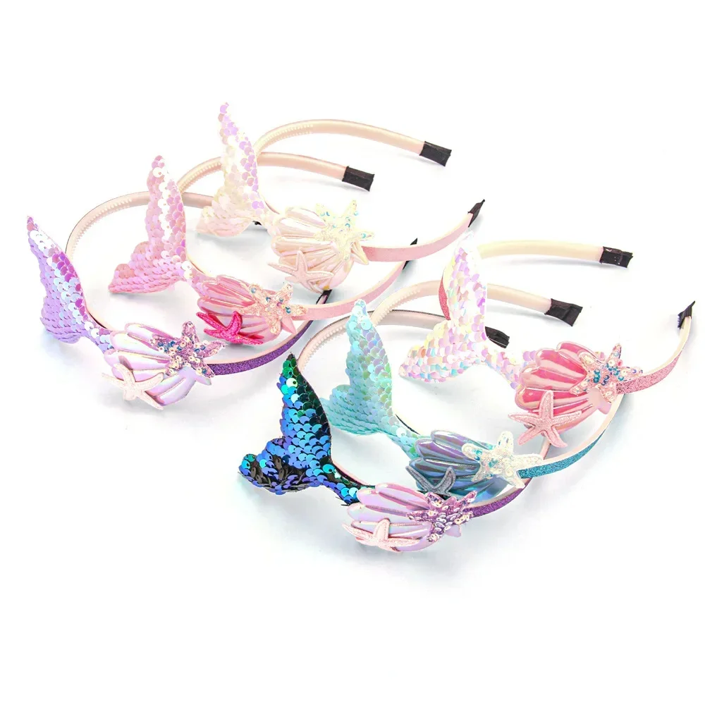 Girls Hairbands Mermaid Headwear Color Sequin Shells Hair Accessories Photo Prop Party Favors hair accessory,hair headdress