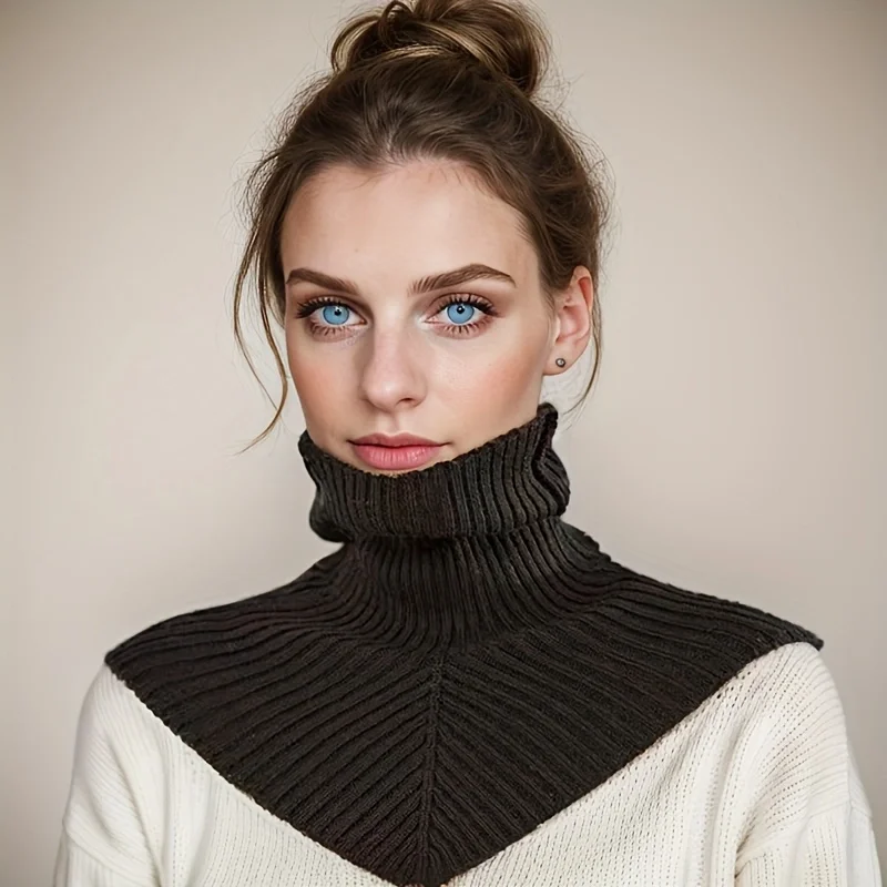 Frauen Neue Abnehmbare Gestrickte Dicke Gefälschte Kragen Hals Wärmer im Winter Outdoor Abdeckung Hals Schulter Einfarbig Schalldämpfer