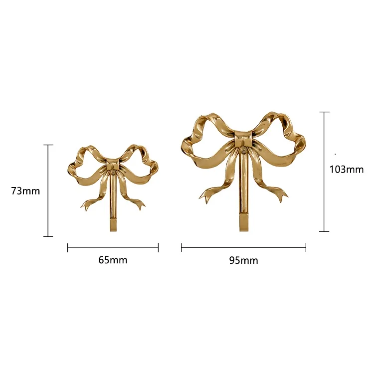 Nordic Retro Clothes Hook Bedroom Porch Bathroom Wall Decoration Solid Brass Bow Shape