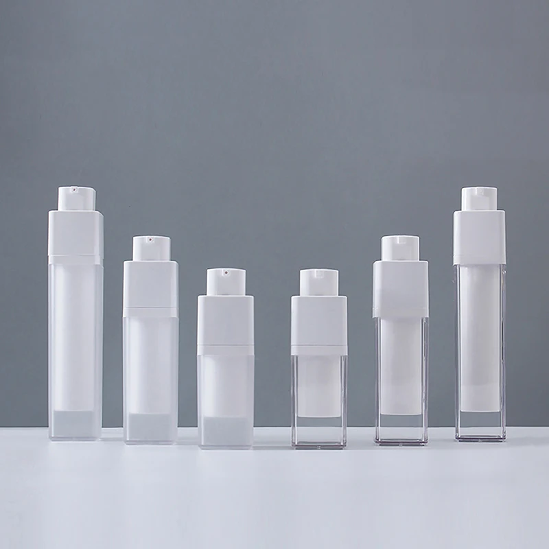 

15ml 30ml 50ml Airless Pump Rotate Cosmetic Container Frosted Double-layer Thickened Square Lotion Empty Airless Bottle