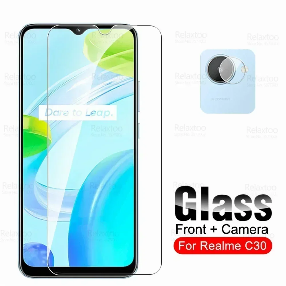 

Закаленное стекло 2To 1 для камеры Realme C30, защитное стекло Reame Relme C 30 30C на RealmeC30 RMX3581 2022, Защитная пленка для экрана