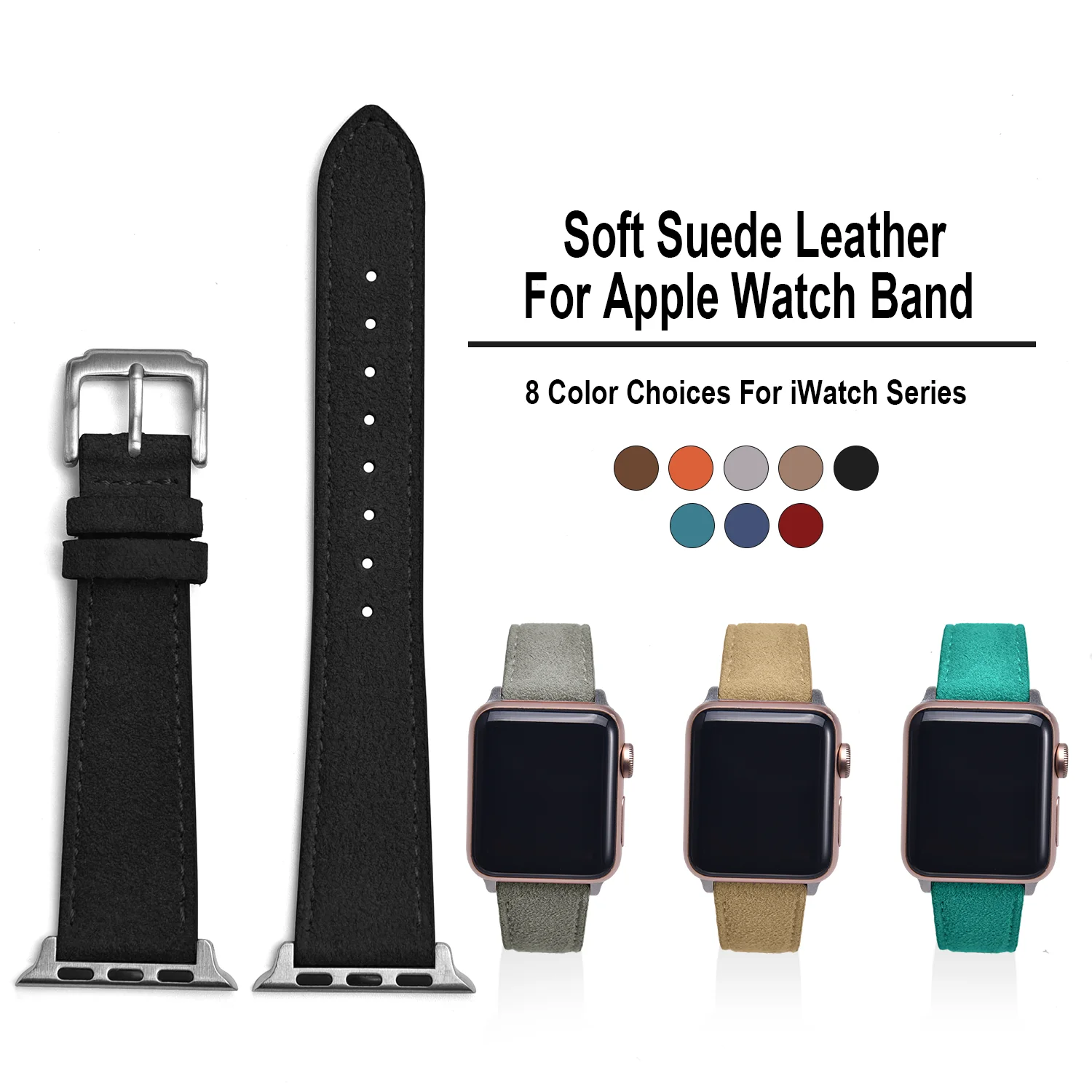 Vintage Suede Leather Watch Strap Bracelet