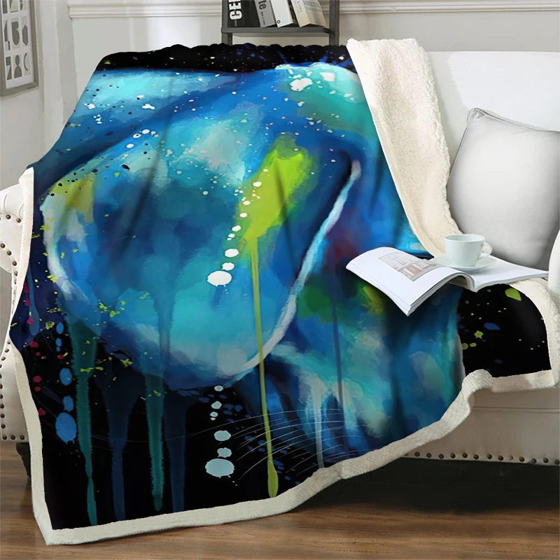 

Animal 3D Artistic Dog Throw Blankets For Beds Sofa Pet Printed Plush Soft Warm Quilt Office Nap Car Cover Travel Picnic Blanket