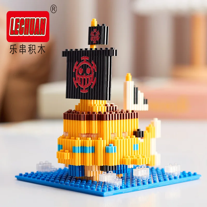 Thousand Sunny Micro Building Blocks Linkgo One Piece Pirate Ship Polortang Going Merry Model Connection Mini Bricks Figure Toys 6