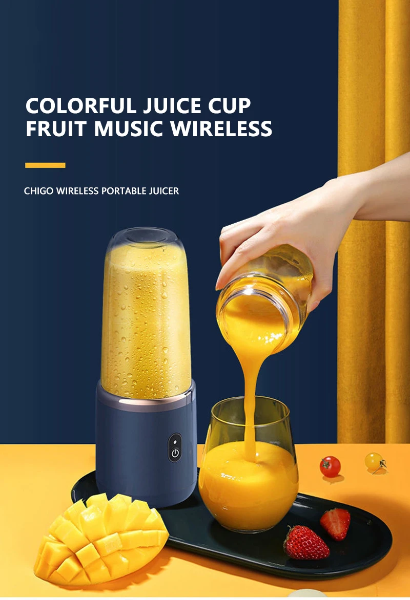 6 Blade Usb Juicer With 300Ml Glass Mini Electric Juicer Portable Usb Rechargeable Multifunctional Squeezer Pressure Juicers Household Electric Juice