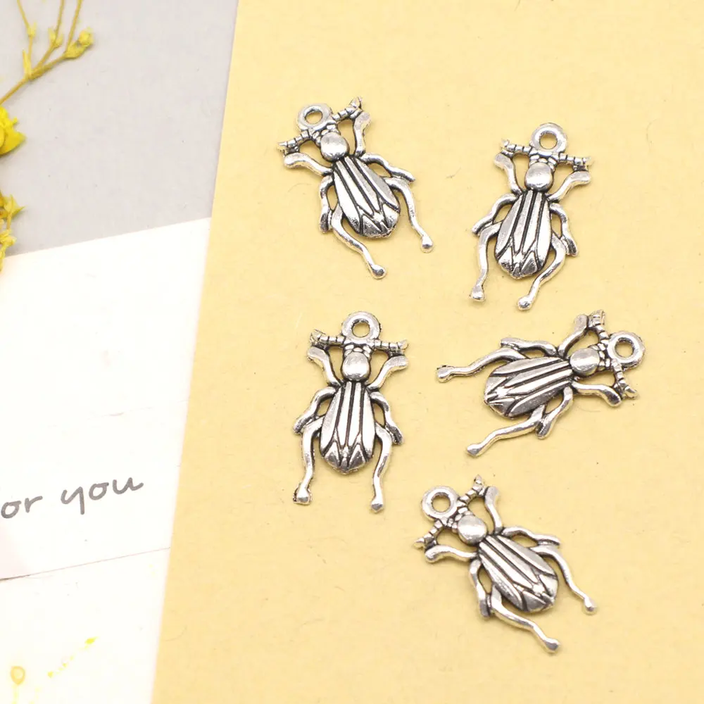 

30pcs 9x28mm Insect Charms Pendants Accessori Fashion Jewellery Antique Silver Color