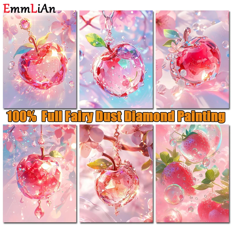 DIY Fairy Dust Diamond Embroidery Kit Rose Flower Apple Crystal Rhinestones Mosaic Landscape Diamond Painting Wall Art diamond painting