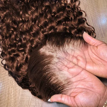 40 30 Inch Chocolate Brown Deep Wave Lace Front Wigs 100% Human Hair #4 Colored 13x4 13x6 Hd Curly Lace Frontal Wigs Pre Plucked