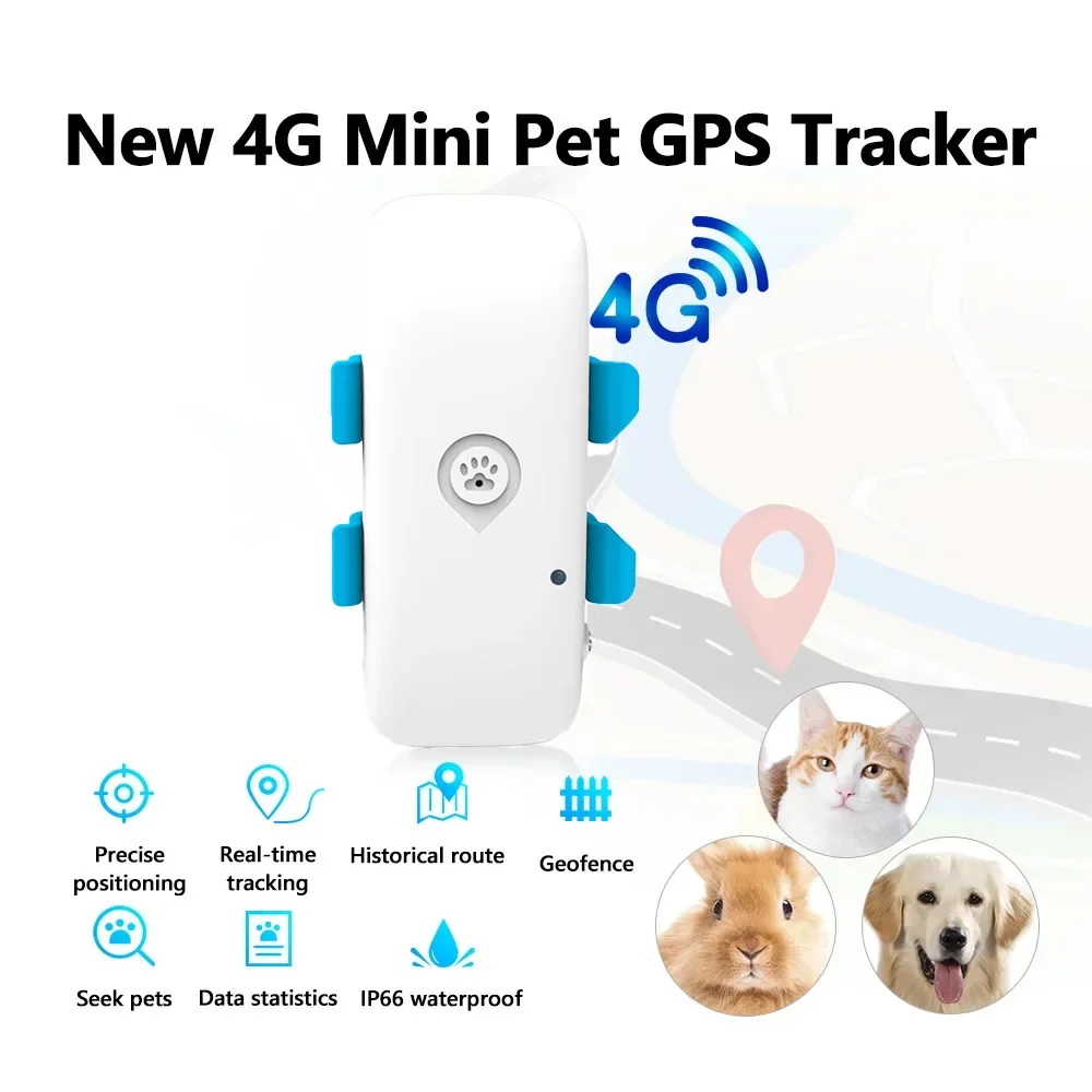 New Pet GPS Tracker Mini 4G Pet Position Tracker Geo-fence Free APP Dog GPS Collar Cat Locator Smart Tracking Alarm Tracking
