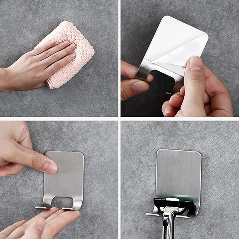 1PC Razor Holder 304 Stainless Steel Men Shaving Shaver Razor Stand Shelf Shaving Razor Storage Rack Bathroom Hook Organizer 4
