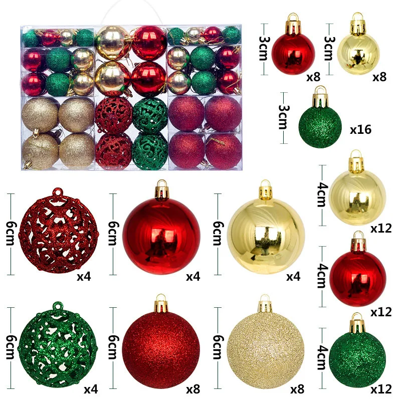thumbnail image 1 of 100pcs Christmas Ball Ornaments Xmas Tree Hanging Decoration 3 4 6cm Red Green Black Gold Baubles For Home Navidad Noel 2025, 1 of 4