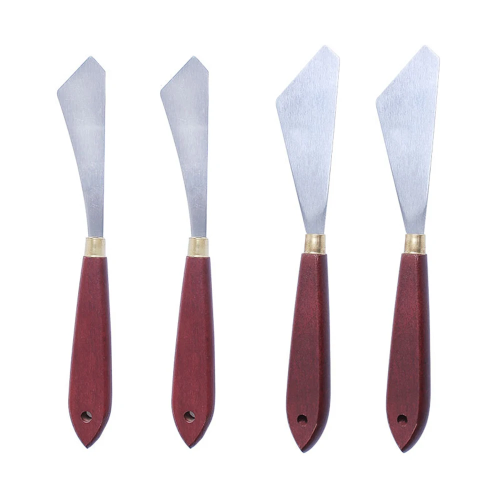 4Pcs/Set Stainless Steel Oil Painting Knives Artist Crafts Spatula Palette Knife Oil Painting Mixing Knife Scraper Art Tools