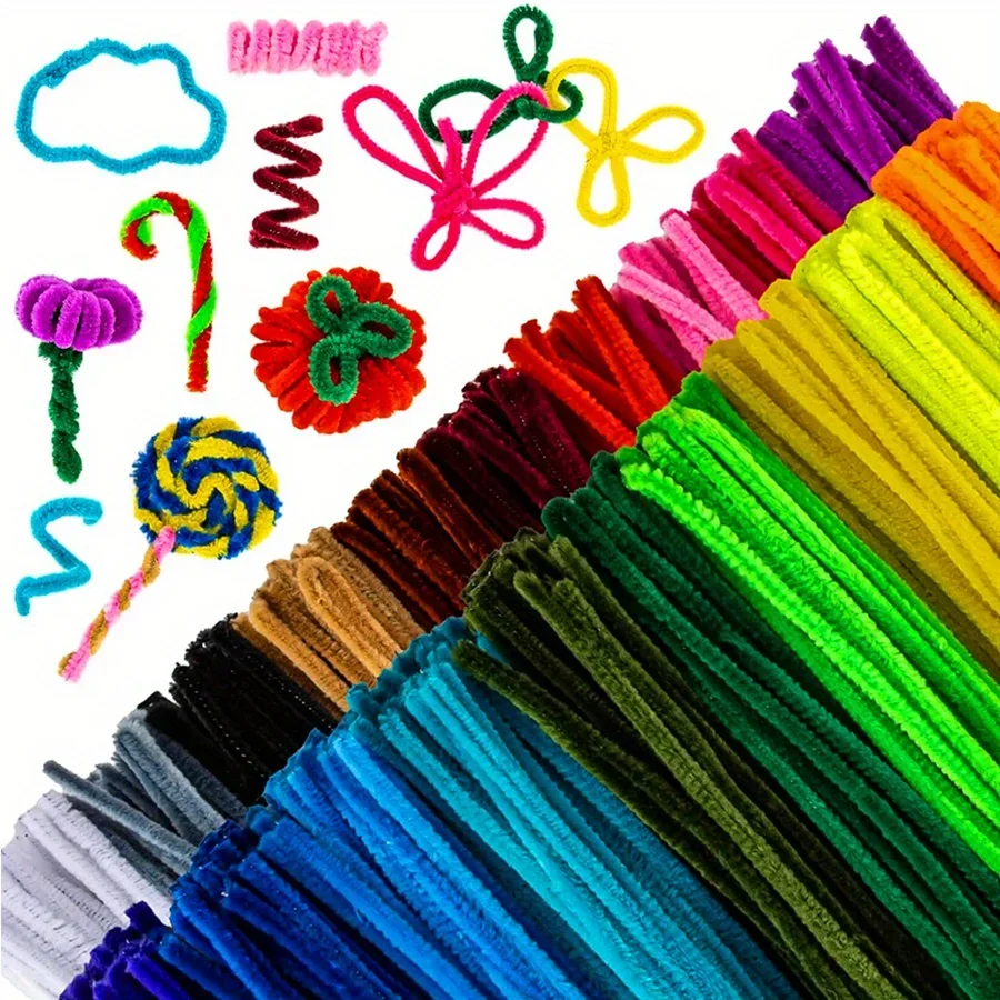 100/200/400pcs Colorful Soft Flexible Fabric Pipe Cleaners - Multipurpose DIY Craft Supplies for Creative Fun & Handmade JXB
