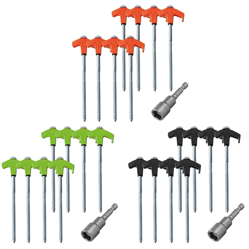 Stakes Ground Anchors 24Pcs Screw In Tent Stakes with Hex Socket Camping Tent Ground Nail Heavy Duty Pegs