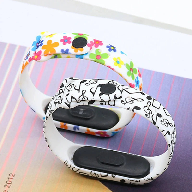 Bracelet en silicone imprimé pour Xiaomi Mi Band, bracelet de montre, fleurs de bracelet, remplacement, 6, 5, 4, 3