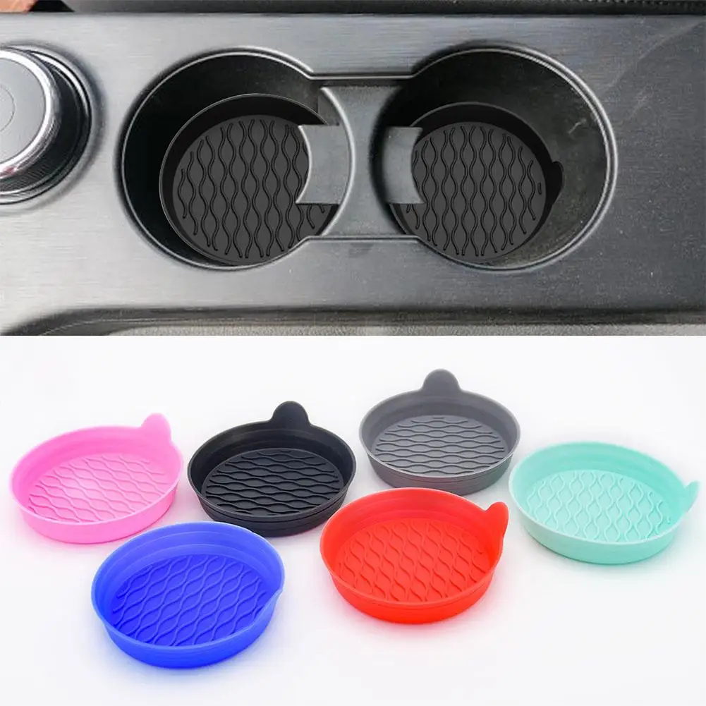 

Car Coaster Storage Mat For Car Truck SUV Non-Slip Drink Holder Mat Deep Cup Shape Car Interior Accessoires 2pcs T4B9