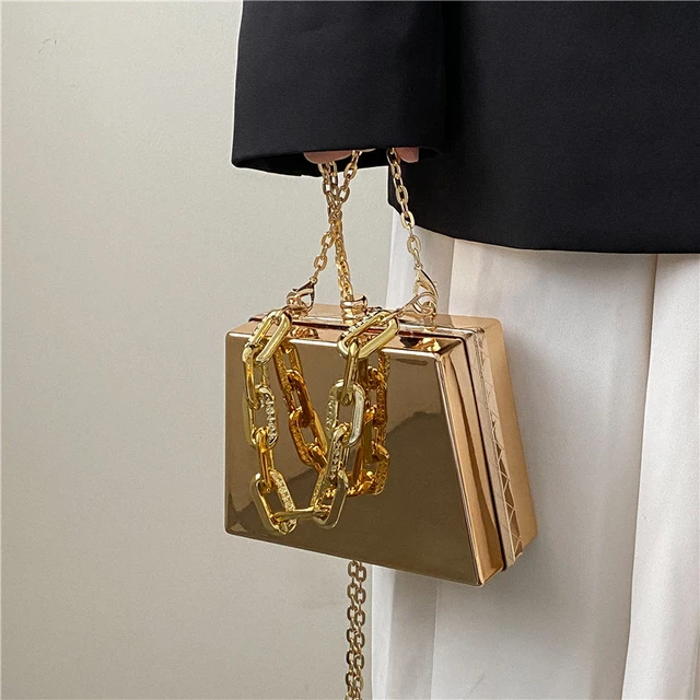 Designer Clutch Bag Gold Silver PVC Box Design Party Evening Chain Shoulder  Crossbody Bags Mini Purses and Handbags - AliExpress