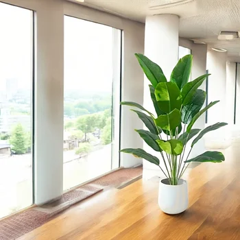 1 pezzo di pianta verde di simulazione dell'albero di foglie di banana artificiale per la decorazione del pavimento della camera da letto del soggiorno - senza vaso 1