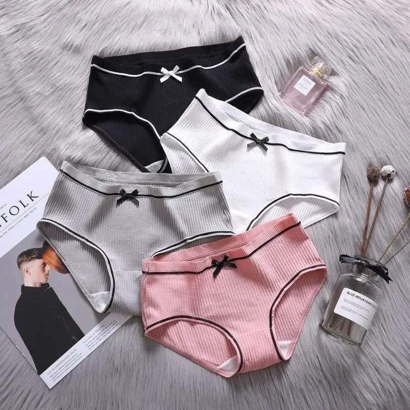 

2023 Large Size XXL Panties Women's Low-waist Underwear Breathable Underpants Cotton Briefs Solid Color Panties