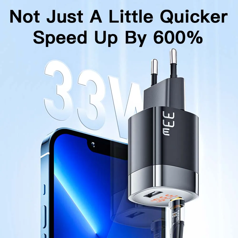 Essager 33W GaN USB Fast Charge Charger PD Digital Display USB C Charger For iPhone 14 13 Pro Max Xiaomi Samsung Phone Charger