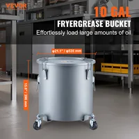 VEVOR 8/10/16 Gallon Fryer Grease Bucket Oil Disposal Caddy with Caster Base Rust-Proof Coating Oil Transport Container w/Lid 2