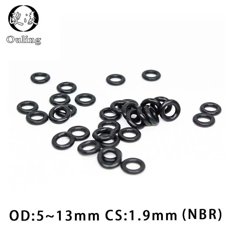 

50PC/lot Sealing O-Ring Black Rubber Ring NBR CS1.9mm OD5/5.5/6/6.5/7/8/8.5/9/9.5/10/10.5/11/11.5/12/12.5/13/13.5mm Oil Gasket