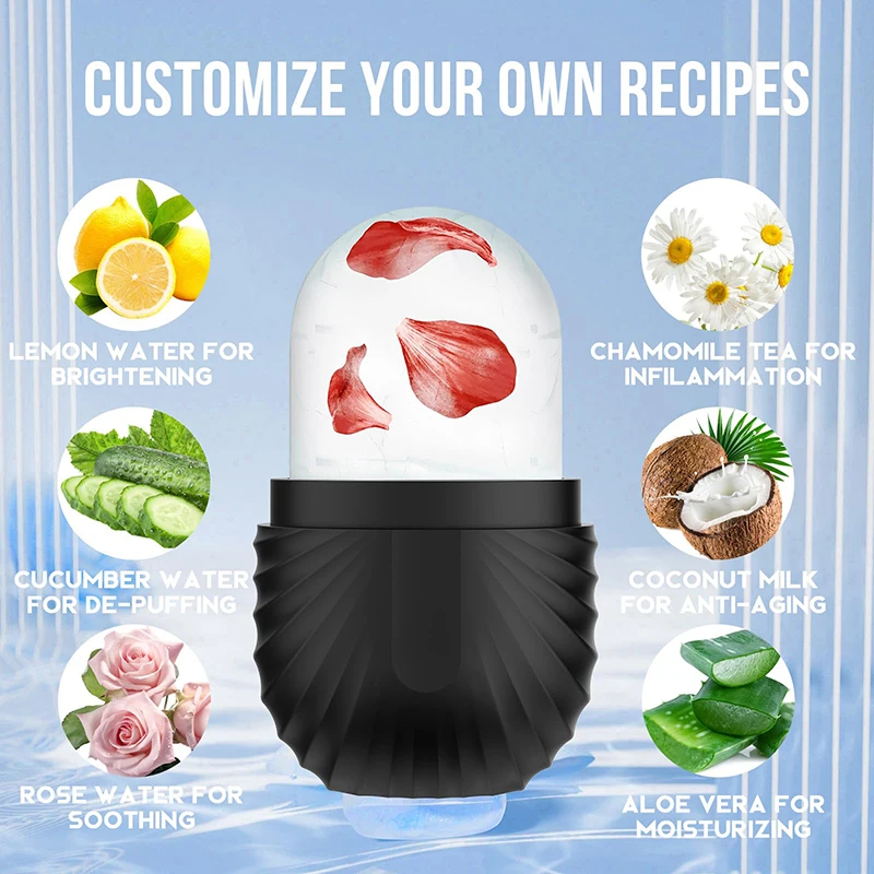 Silicone Ice Roller Face Eye Reusable Ice Cube Facial Roller Ice Mold Skin Care For Shrink Pores Anti Wrinkle Reduce Puffiness