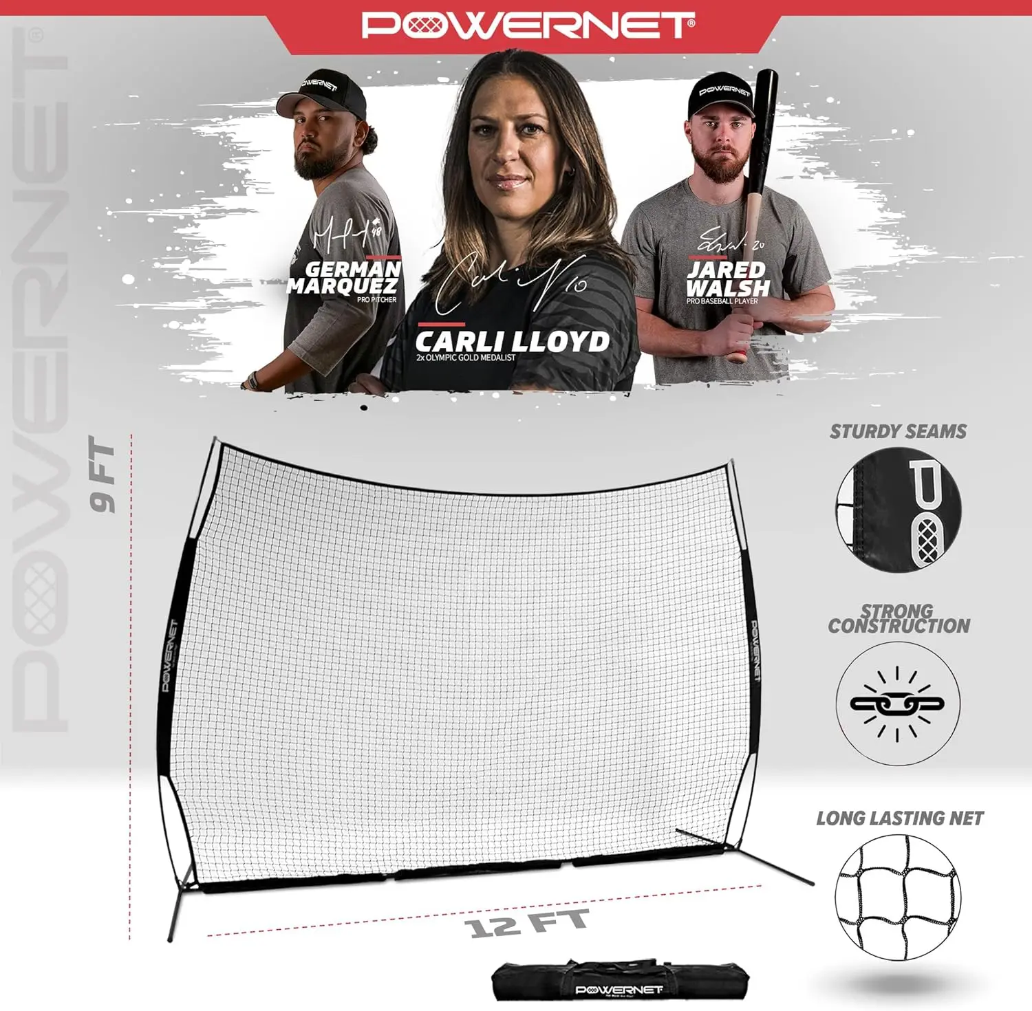 Sports Barrier Net, Multiple Sizes for Max Protection, Safety Backstop, Portable Barricade for Baseball Bas