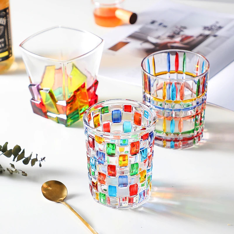 Jinyoujia Colorful Round Dot Beer Glass Drinking Glasses For Whiskey Water  Juice Wine Beverages Dessert Milk Drinkware Cup Home - Glass - AliExpress