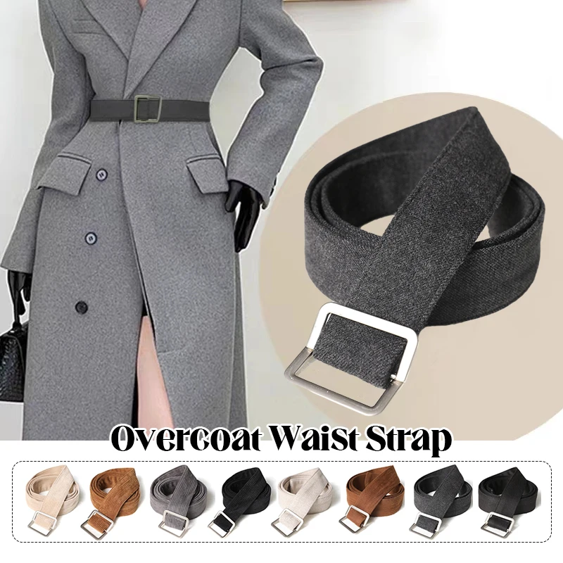 

130cm Double Ring Buckle Waist Belt Waistband Fashion Wool/corduroy Belt Women's Coat Clothing Pants Decoration Accessories