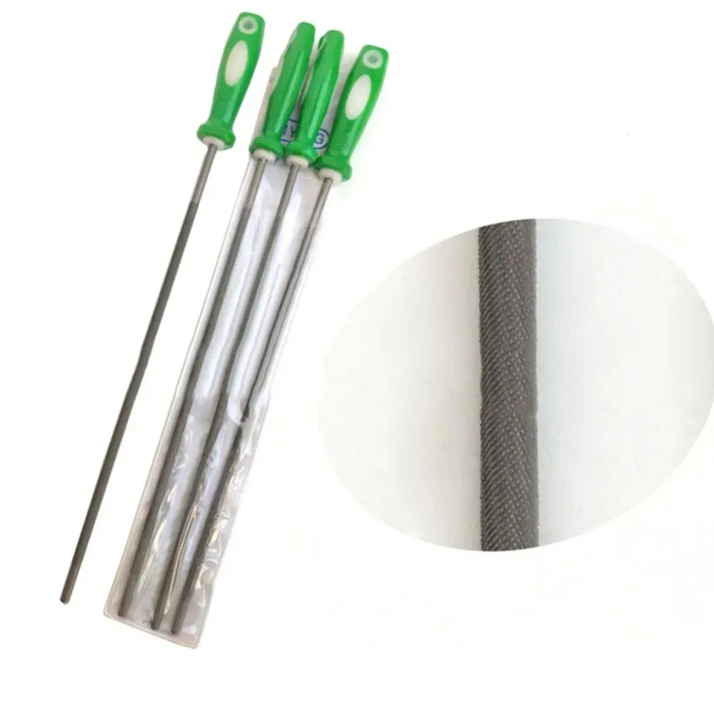 3Pcs 새로운 고탄소강 체인 파일 라운드 4.0/4.8/5.5mm 전기톱 톱 샤프너 목공용 플라스틱 손잡이 샤프닝 도구
