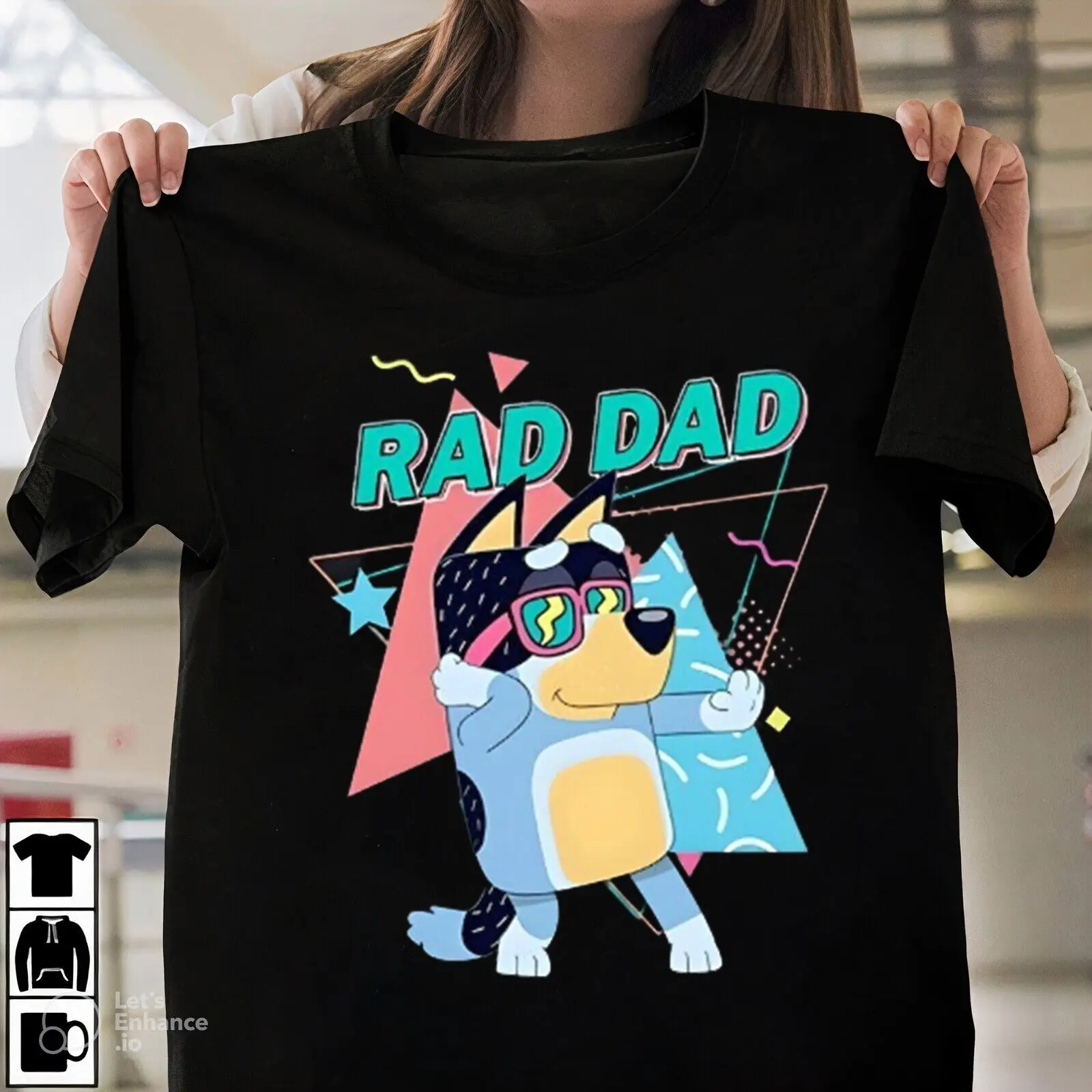 Голубая рубашка Rad Dad, рубашка Rad Like Dad, рубашка на день рождения, подарок для папы, с круглым вырезом
