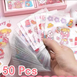 Kawaii Cartoon Stickers - PET Pattern Scrapbooking & DIY Decoration Supplies (50 Pcs)