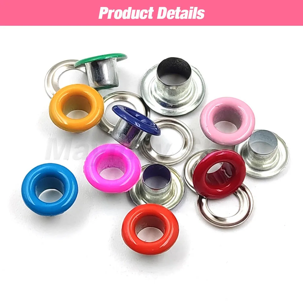 Eyelet Grommet Ring Kit Eyelet Grommet Ring Eyelet Punch Tool Set Grommet Eyelet Kit Grommet Punch Tool Grommet Tool Kit Grommet Tool 5mm Multi-Color Metal Eyelets Grommets Kit with Installation Tools Punch Pliers Kit For Leathercraft Shoes Belts Bags Clothes