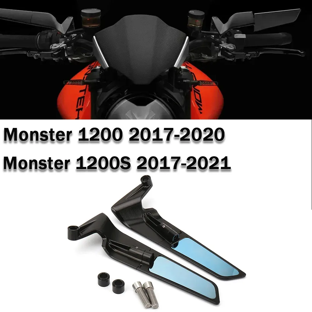 

Motorcycle Rearview Mirror For Ducati Monster 1200 2017-2020 Monster 1200S 2017-2021 Stealth Mirrors Rotatable Winglet Mirrors