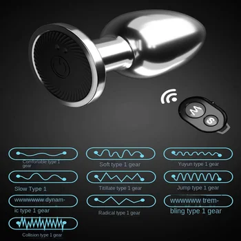 Metal Anal Vibrators Butt Plug Vibrator Wireless Remote Male Prostate Massager Adult Sex Toys for Men Woman Gay Erotic Toys 4