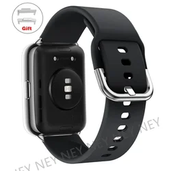 Sport Watchband - Waterproof Silicone Wristband with Metal Buckle for huawei fit 2 (Black S 01)