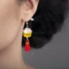 Hoop Animal Earrings Ceramic Cat Earrings Beckoning Cat Maneki Neko Cat Dangle Drop Earrings for Birthday Gift 4