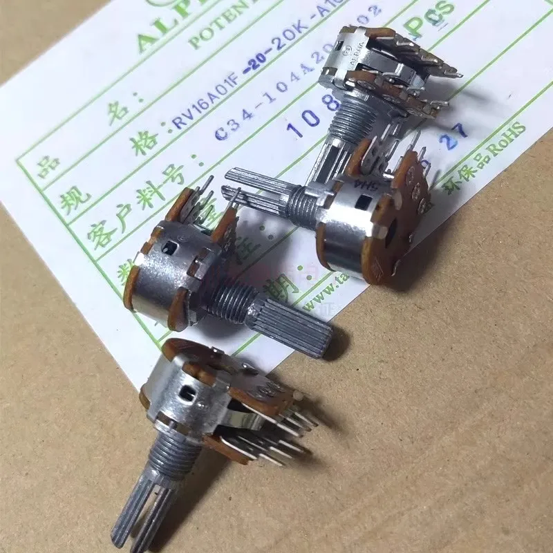 Potentiometer Kit 1pcs Single-loop carbon film double-layer RK16 A100K 6Pin Audio volume amplifier