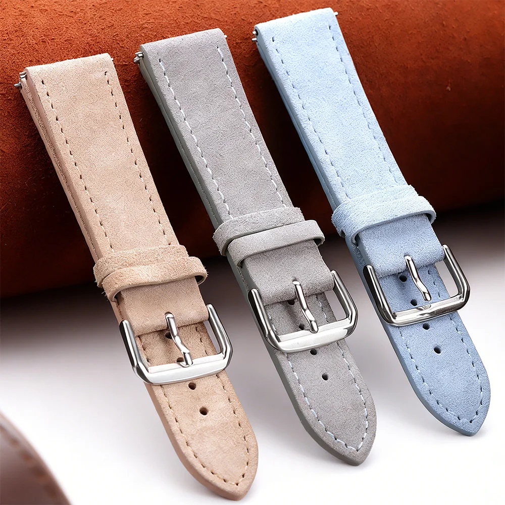 Premium Suede Leather Watch Strap - Quick Release, Multi-Color Options