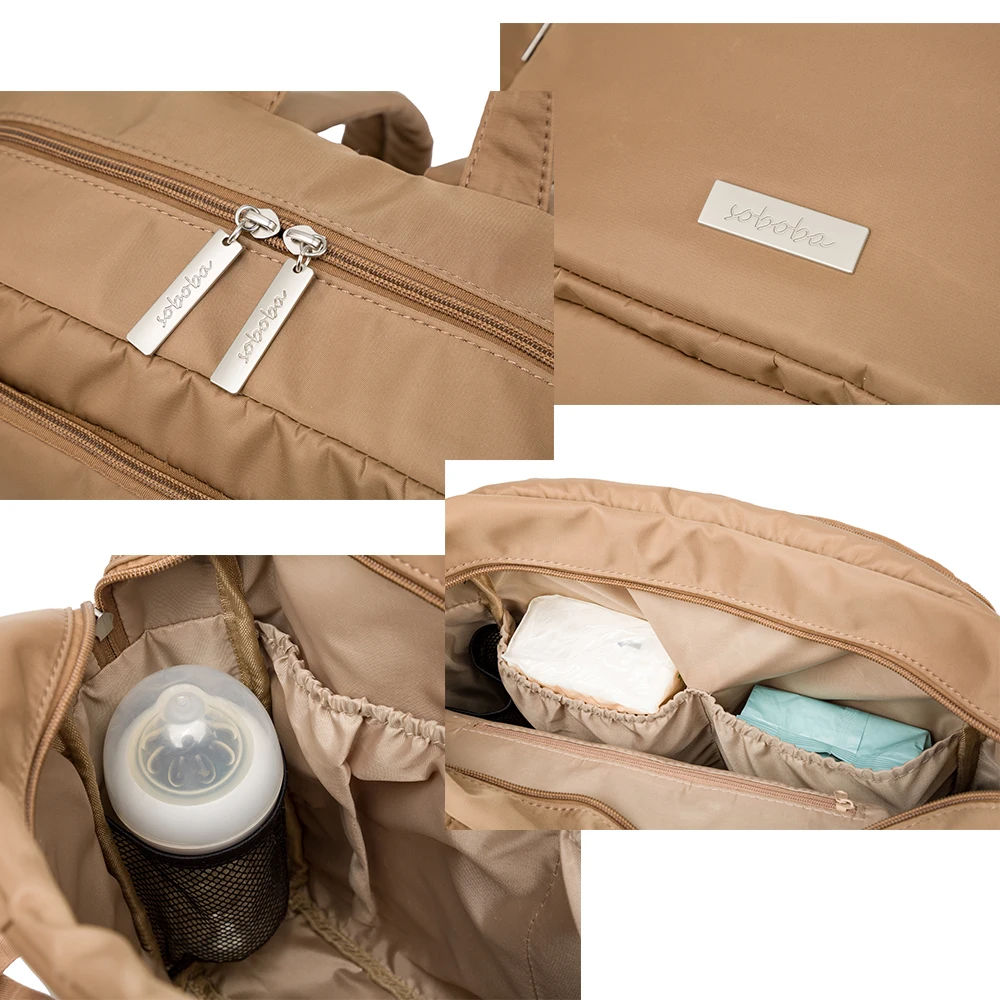 Soboba 2023 New Diaper Bags for Mother Waterproof Large Capacity Solid Polyester Diaper Backpacks Travel Bag for Newborn Baby 5