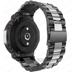 Premium Stainless Steel Watch Strap - Universal Smartwatch Bracelet Replacement - T - Rex 2 (Black Silver)